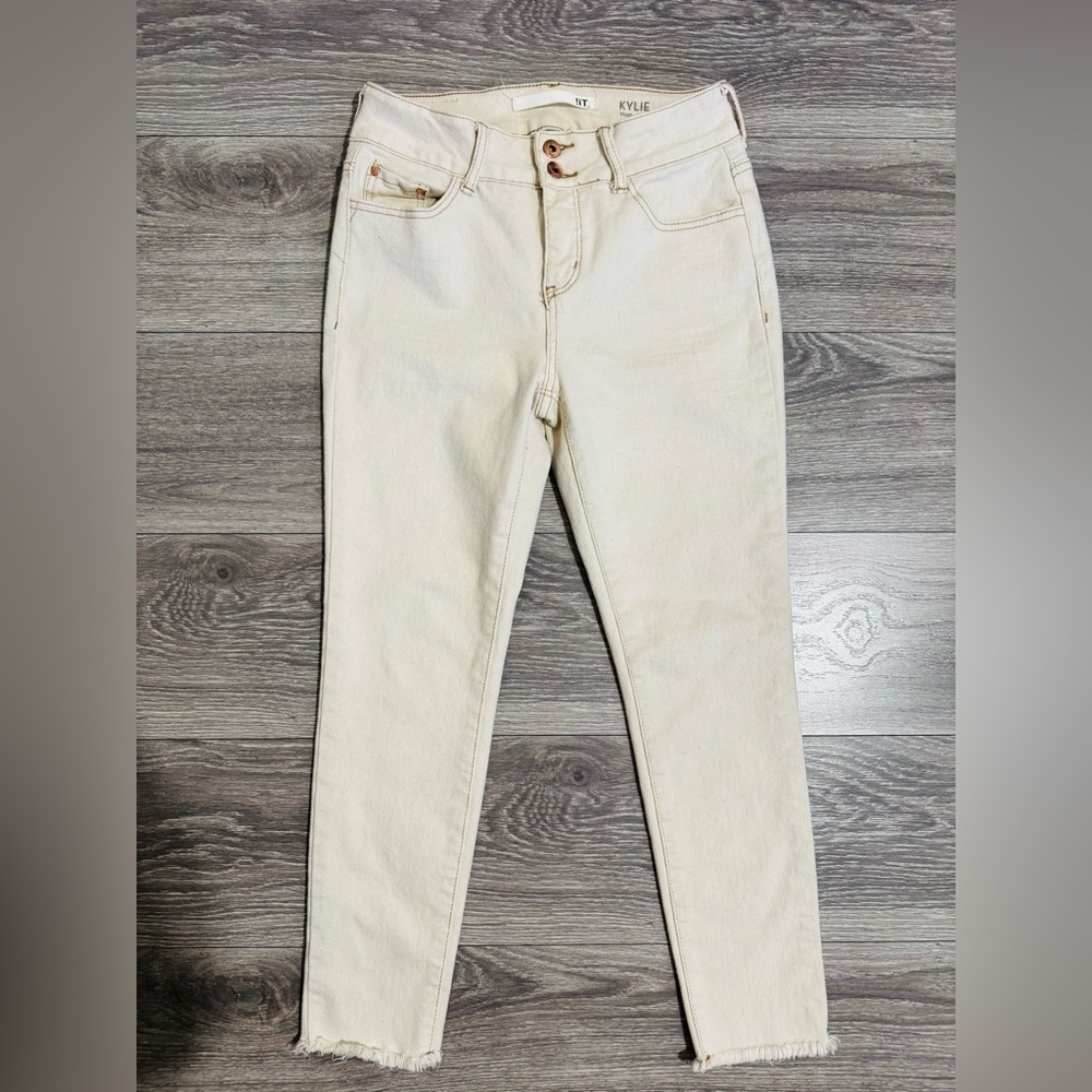 !it Women Cream Kylie High Rise Curvy Skinny Ankle Stretchy Jeans Size 4‎